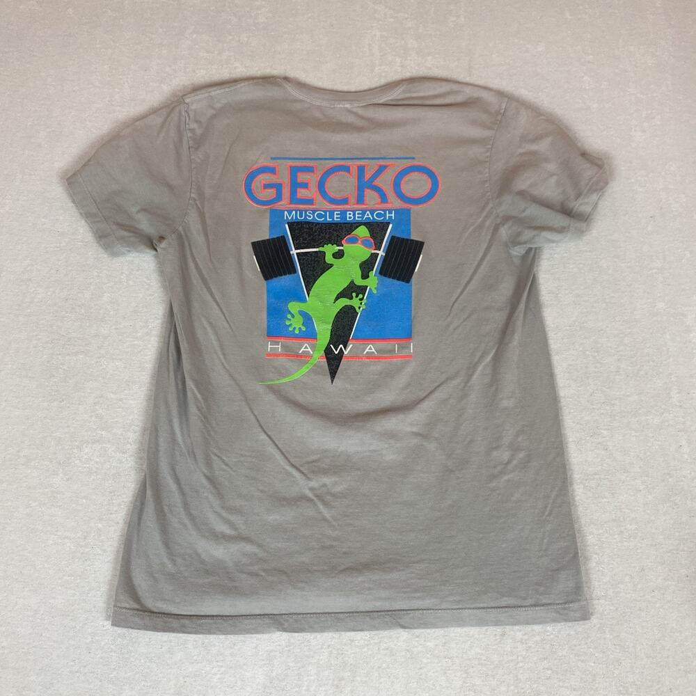 Vintage Gecko Hawaii Muscle Beach Hyperflash Graphic Tee Neon Surf Skate Large